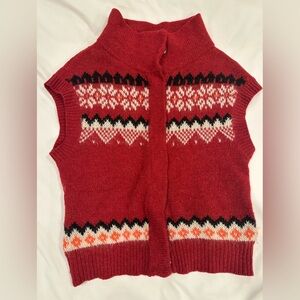 Free People Red and Black Patterned Sweater